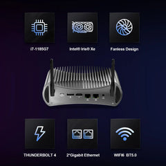 GTBOX N11 Intel 11th Core i7 1185G7 i5 1145G7 Mini PC NVMe SSD 3x4K@60GHZ Thunderbolt 4 Computer Dual LAN Firewall Server