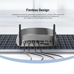 GTBOX Fanless Industrial Mini PC intel N100 Win 11 pro Desktop Computer MR02  with 4*Intel LAN i225, 2 COM, 3 USB for Linux