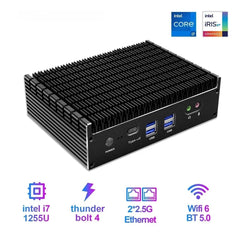 GTBOX IT12-F Fanless Mini PC  Intel  Core 12 Gen i5 1235U i7 1255U Dual LAN 4K Output Supoort Windows 11 Industrial Computer