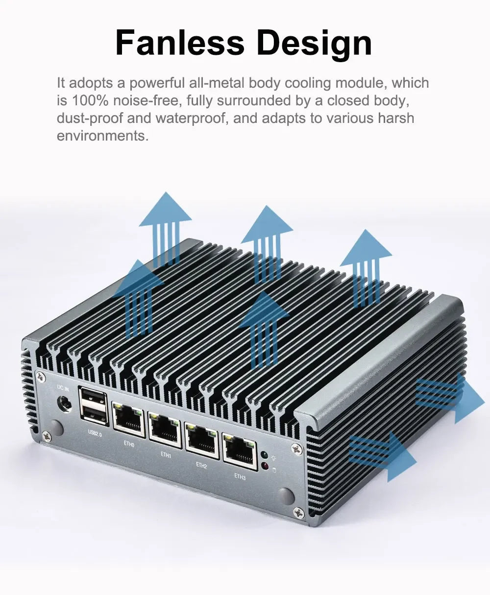 GTBOX FR01 2.5G pfSense Firewall intel Pentium N4000 4*Intel i225 Nics Soft Router DDR4 Fanless Mini PC OPNsense VPN Server