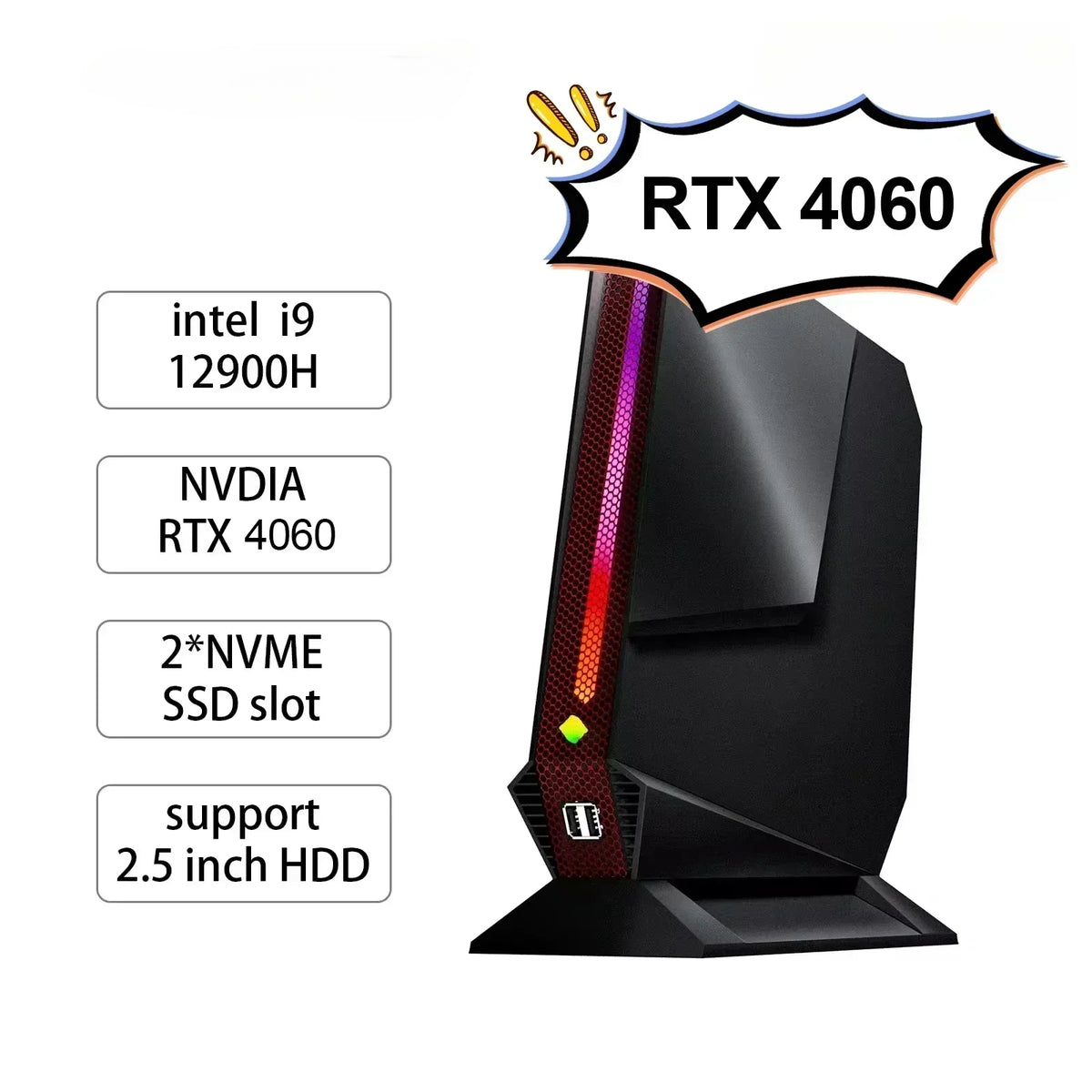 GTBOX G2 Mini PC Intel Core i9 12900H i7 12700H With Nvidia RTX 4060 3050 Gaming Desktop Computer PCIE 4.0 Wifi 6 BT5.0
